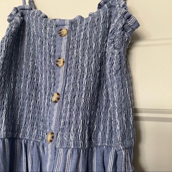 A&F Blue Striped Button-Up Smocked Midi Dress - Picture 4 of 6